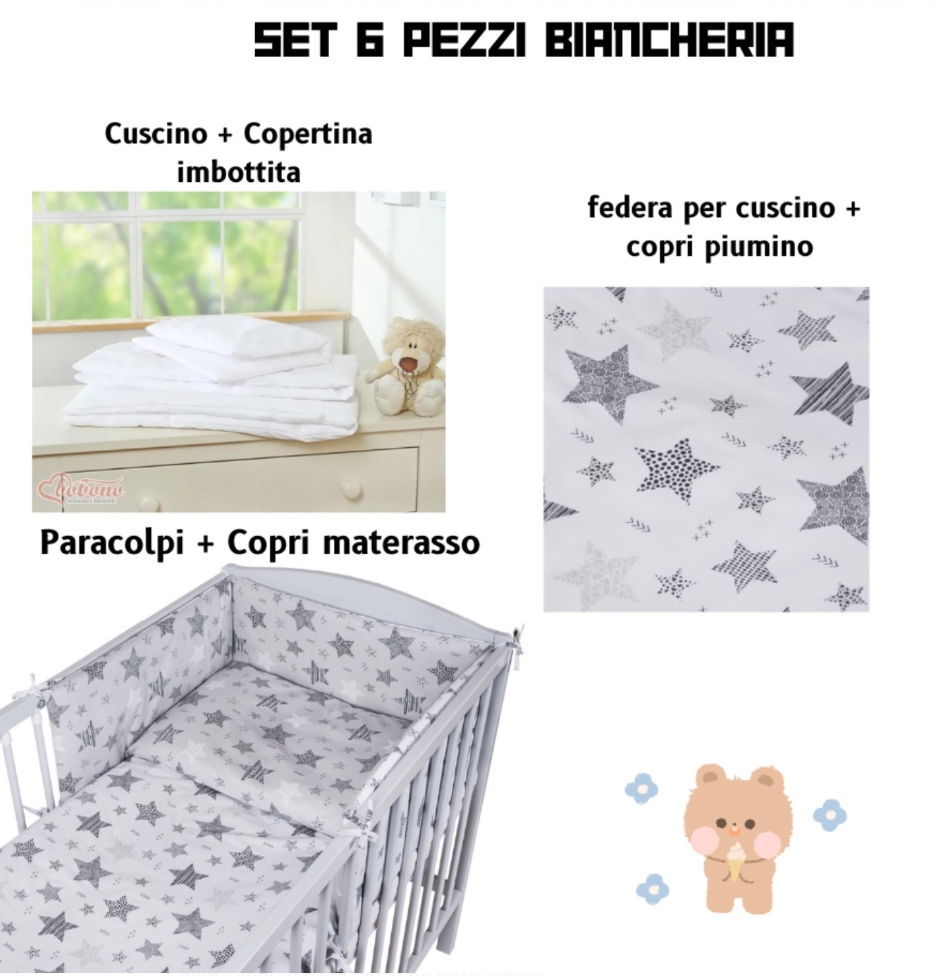 SET BIANCHERIA 6 PEZZI