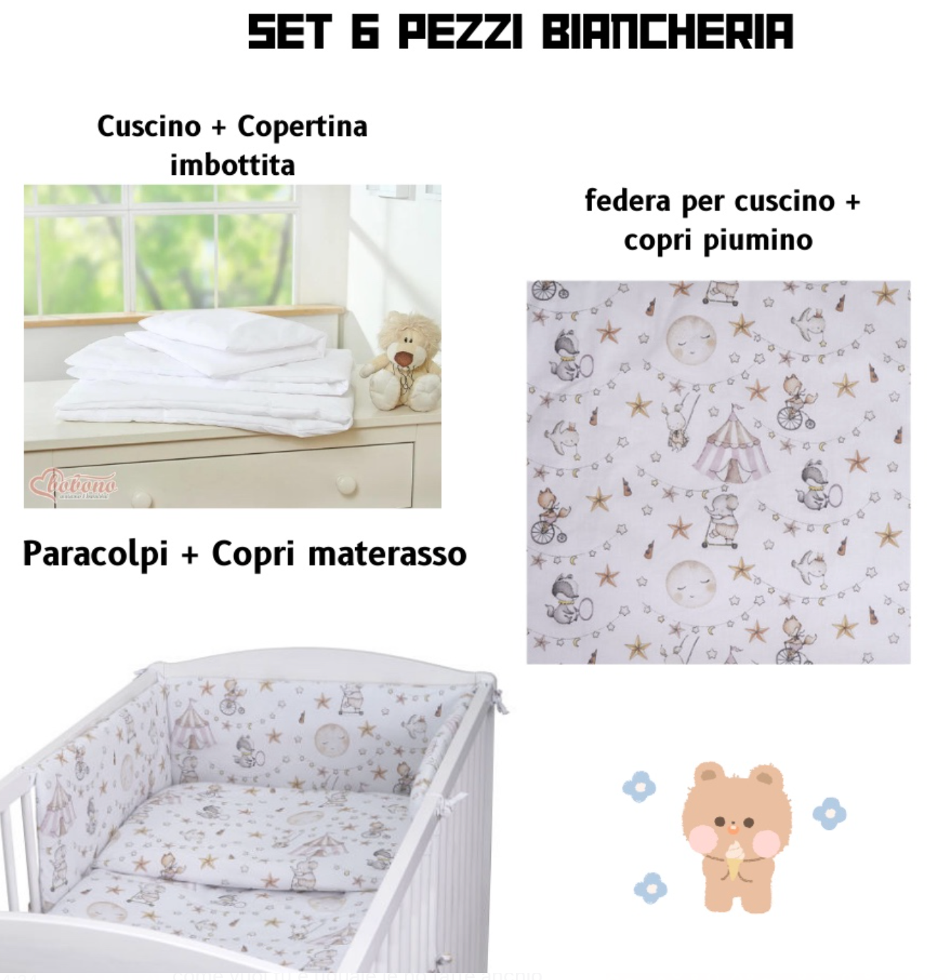 SET BIANCHERIA 6 PEZZI