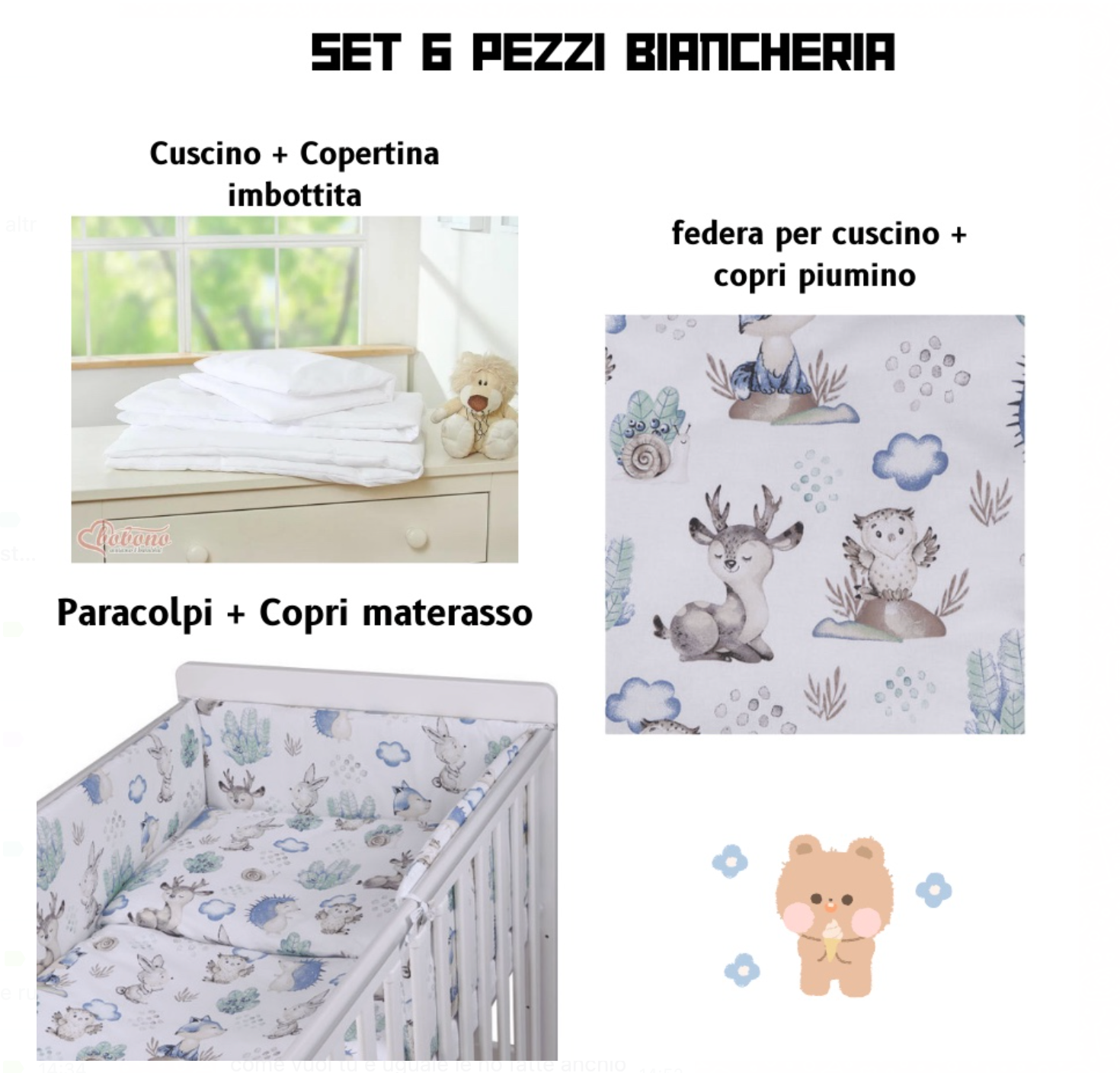 SET BIANCHERIA 6 PEZZI