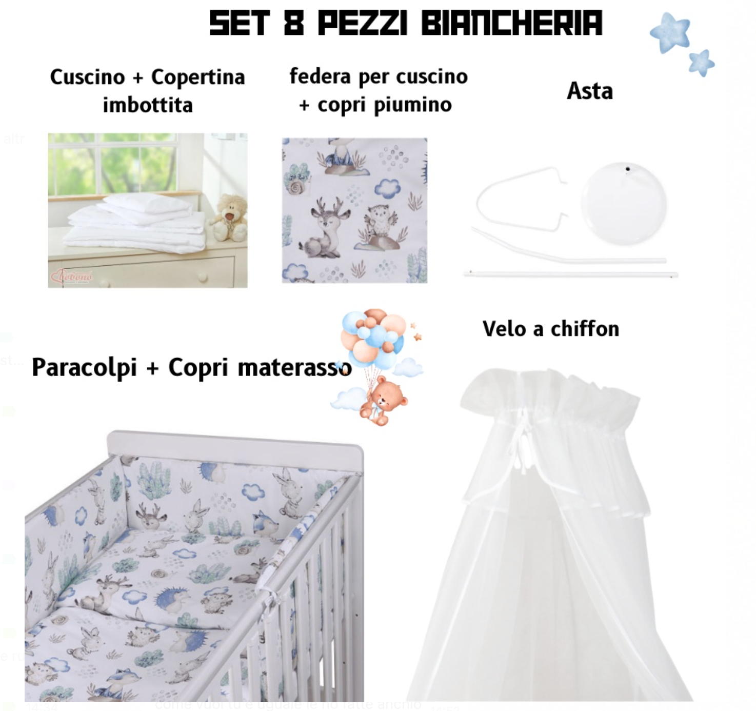 SET BIANCHERIA 8 PEZZI