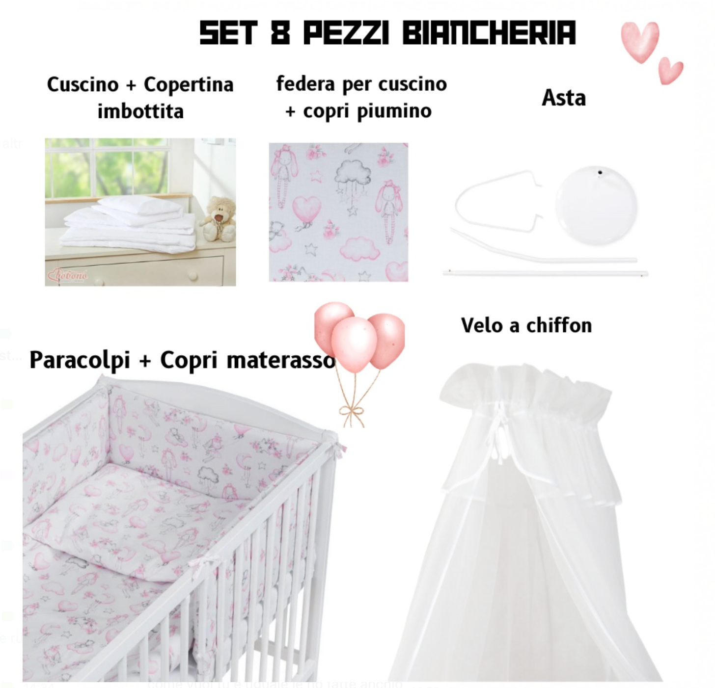 SET BIANCHERIA 8 PEZZI