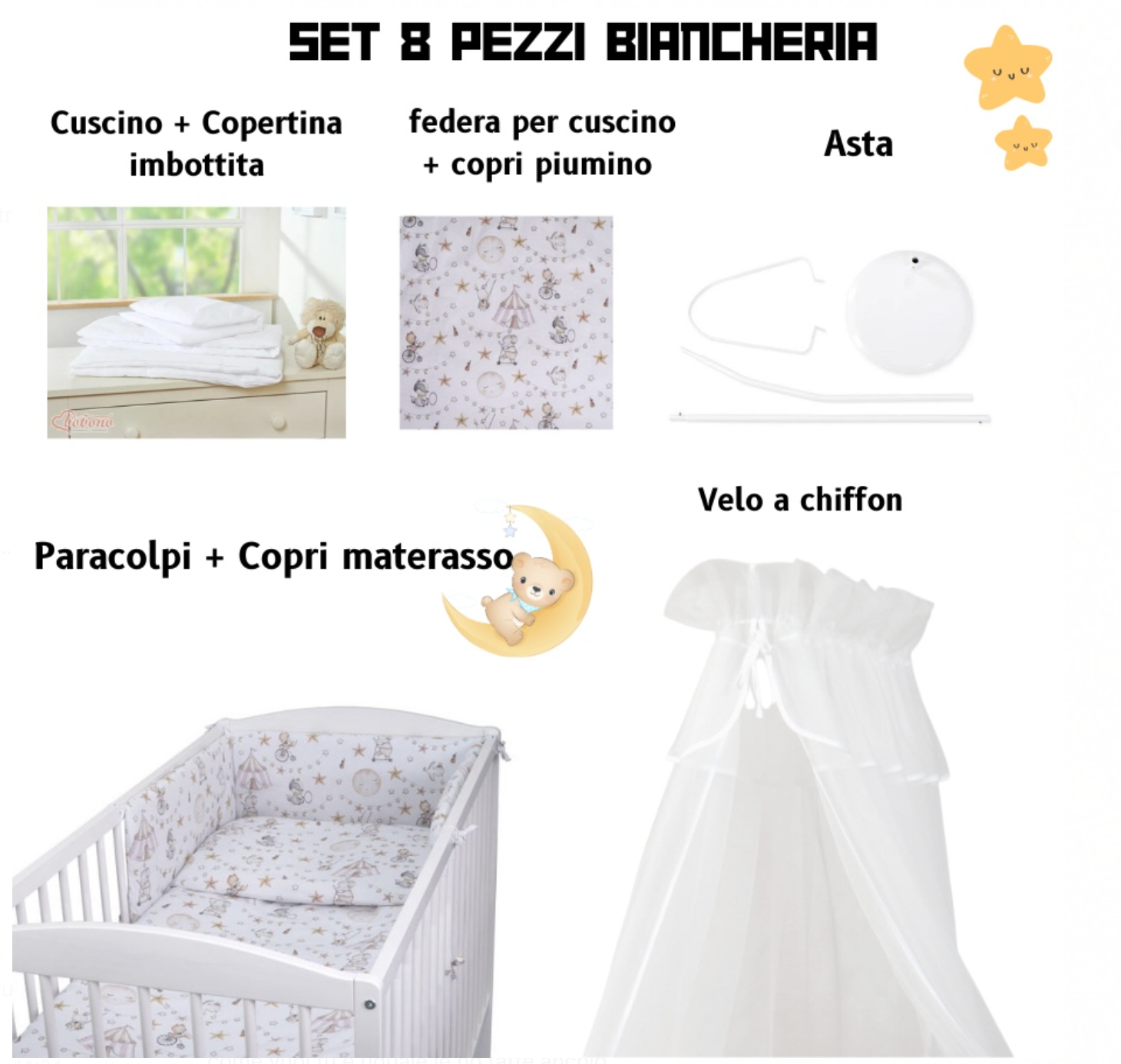 SET BIANCHERIA 8 PEZZI