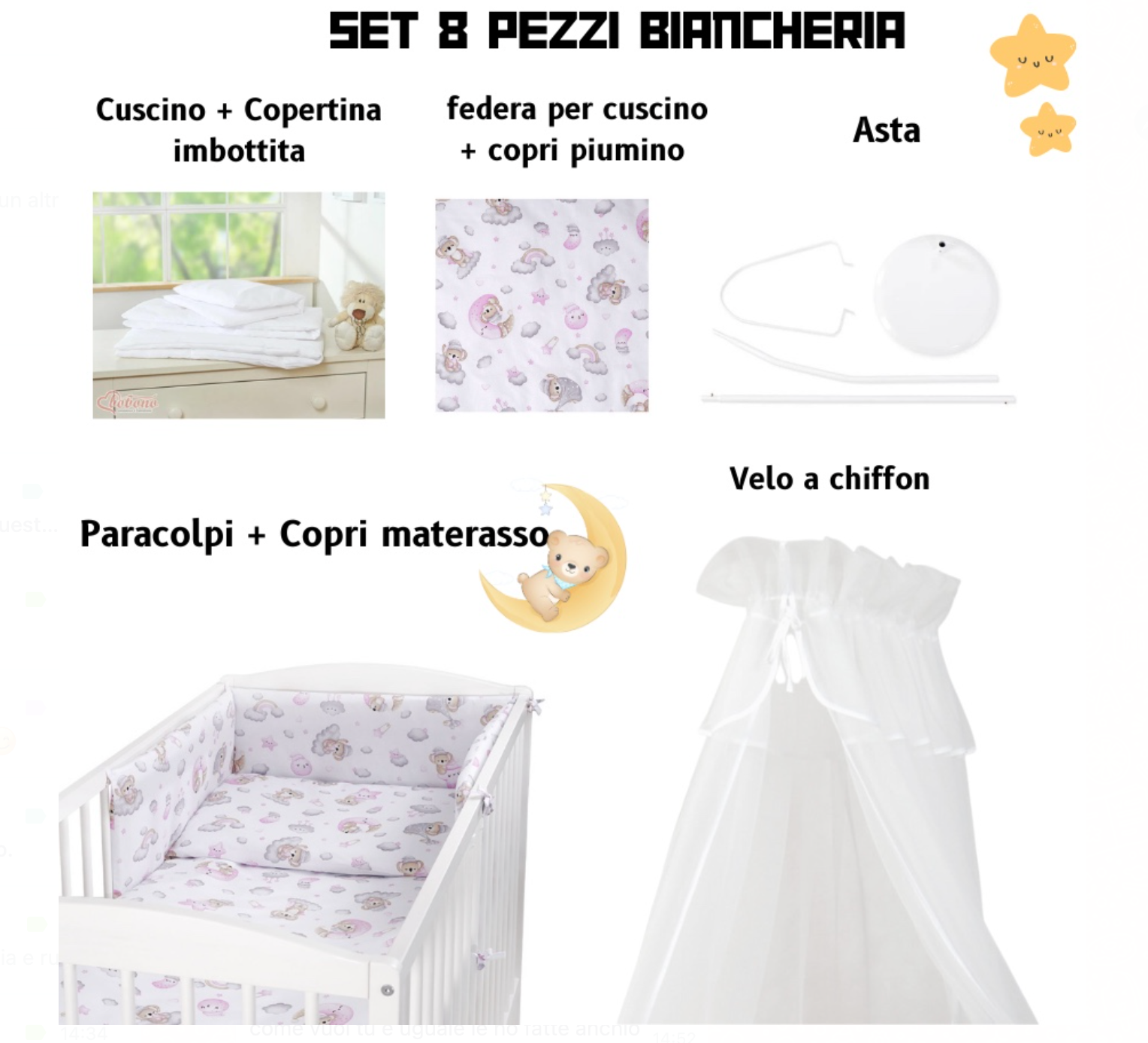 SET BIANCHERIA 8 PEZZI