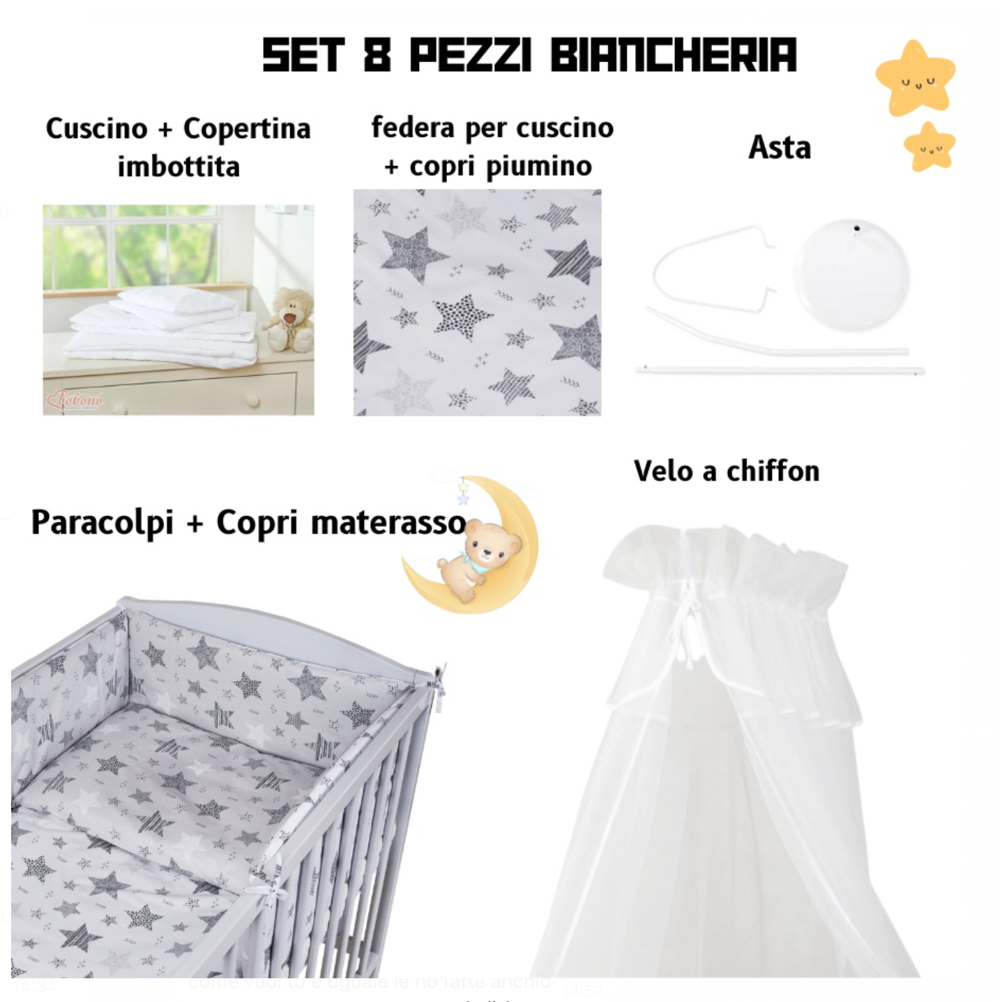 SET BIANCHERIA 8 PEZZI