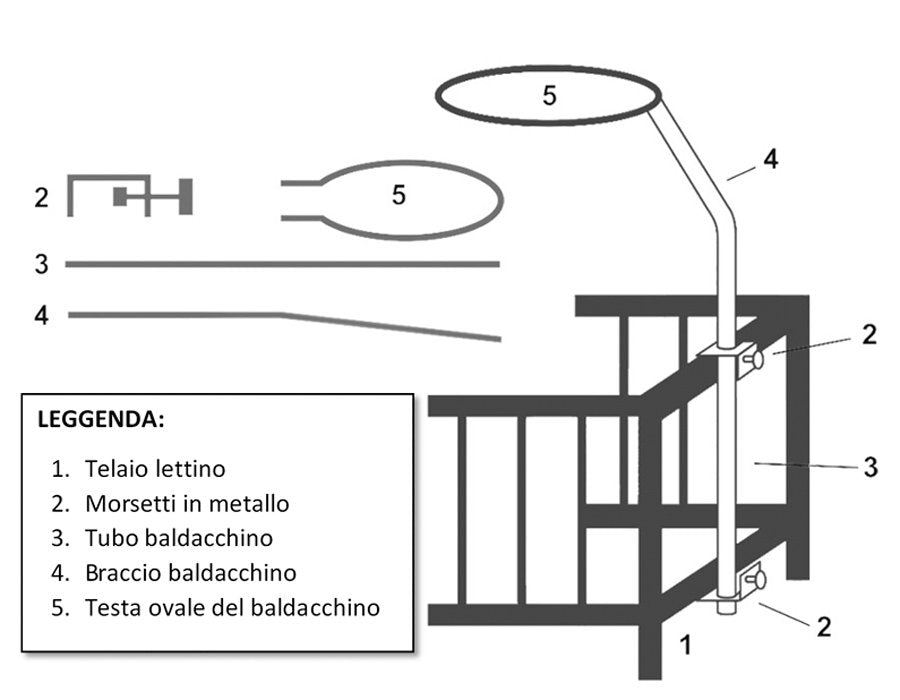 Asta per baldacchino con gancio universale